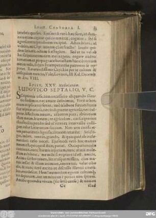 Epist. XXV. Mediolanum. Ludovico Septalio, V. C.
