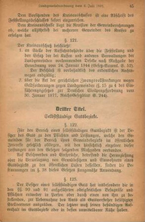 Dritter Titel. Selbstständige Gutsbezirke.
