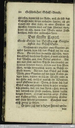 Das fünffte Capitel. Große Gefahr des Schiffes und Sorglosigkeit des Schiff-Volks