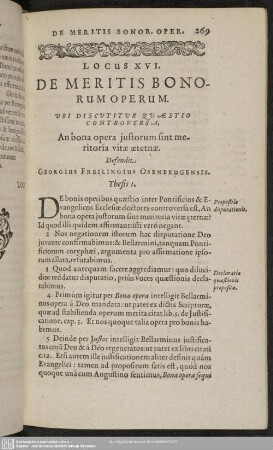 Locus XVI. De Meritis Bonorum Operum