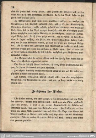 Zurichtung der Steine