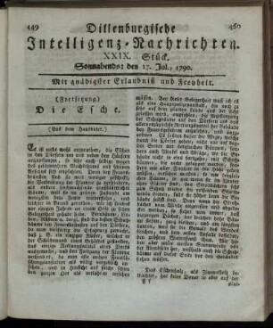 XXIX. Stück. Sonnabends: den 17. Jul., 1790.