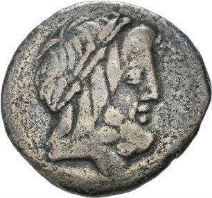 Denar des M. Volteius mit Darstellung des kapitolinischen Tempels