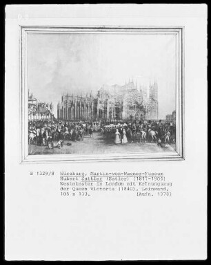 Westminster in London mit Krönungszug der Queen Victoria