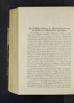 Die rechtliche Stellung der Marine-Angehörigen im Dienste des Schutzgebiets Kiautschou.