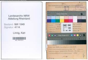 Entnazifizierung Karl Linnig , geb. 12.07.1891 (Lehrer)