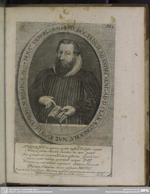 M. Iodocus Frisch, ad S. Spiritum Senior et Ad D. Clarae Concionator Natus XVIII Decembris. Noribergae Anno 1573 Denatus VII. Novemb. A. 1624.