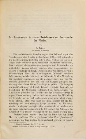 Deutsche Zeitschrift für Thiermedicin und vergleichende Pathologie. 15, 15. 1889