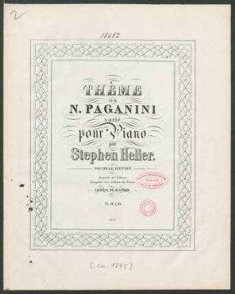 Thème de N. Paganini varié : pour piano