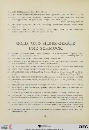 Gold- und Silber-Geräte und Schmuck (Nr. 229-276)