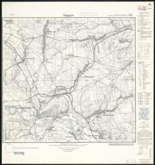 Meßtischblatt 3191 : Kamenz in Niederschlesien, 1936 : Kamenz in Niederschlesien. - Hrsg. 1884, einz. Nachtr. 1929, gedr. [19]36. - 1:25000. - [Berlin]: Reichsamt für Landesaufnahme, 1936. - 1 Kt.