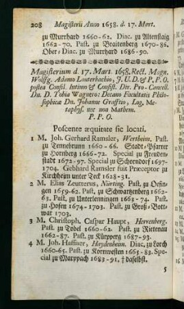 Magisterii Anno 1658 - 1660