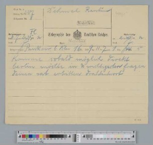 Telegramm an Richard Dehmel