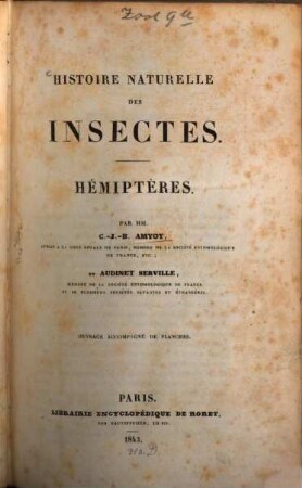 Histoire naturelle des insectes : hémiptères