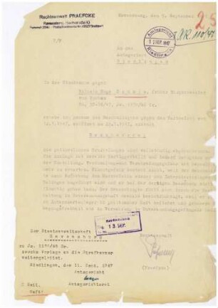 Strafakte Hagenmeyer, Erich, Polizeidirektor, Ulm, Bd.2 Qu.251-280