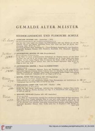 Gemälde alter Meister (Nr. 1-98)