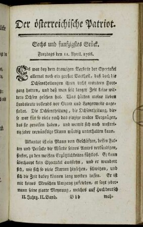Sechs und funfzigstes Stück. Freytags den 11. April. 1766. - Sechzigstes Stück. Freytags den 25. April. 1766.
