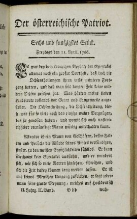 Sechs und funfzigstes Stück. Freytags den 11. April. 1766. - Sechzigstes Stück. Freytags den 25. April. 1766.