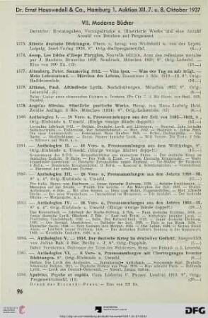 - 117 VII. Moderne Luxusdrucke und Erstausgaben. Buchwesen. (Nr. 1575-1975)