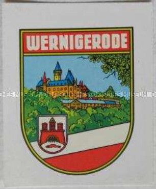 Werbeaufkleber der Stadt Wernigerode mit Ansicht des Schlosses