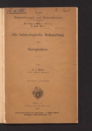 Die balneologische Behandlung der Skrophulose