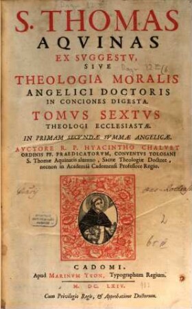 Theologus ecclesiastes : S. Theologia ex select. SS. Patrum ... testimoniis ... contexta, 6