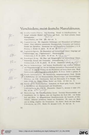 Verschiedene, meist deutsche Manufakturen (Nr. 440-462)