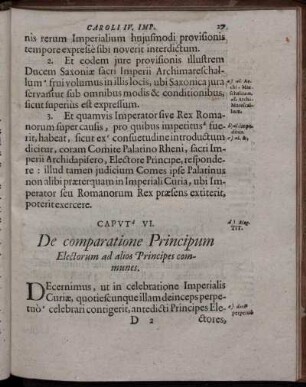 Caput VI. De comparatione Principum Electorum ad alios Principes communes