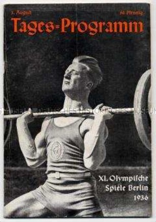 Programmheft der Olympischen Sommerspiele 1936 mit dem Tagesprogramm vom 3. August 1936