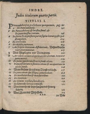 Index titulorum quartae partis.