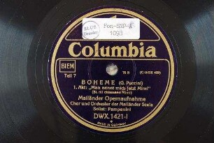 Boheme : 1. Akt: "Man nennt mich jetzt Mimi" (Si, mi chiamano Mimi) / (G. Puccini)