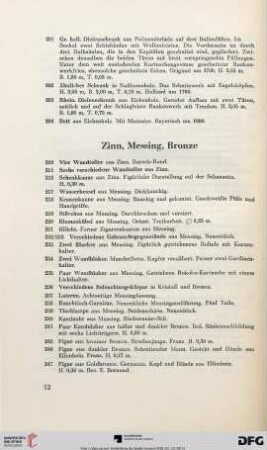 Zinn, Messing, Bronze (Nr. 210-295)