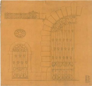 Seidl, Gabriel von; Steinach; Schlossneubau - Tür (Ansicht, Teilansicht, Details)