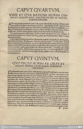 Caput Quintum. Quo pacto horas ab ortu et occasu...