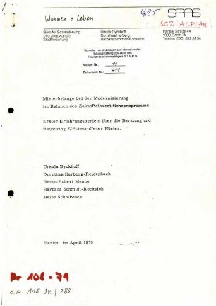 Erfahrungsbericht: Mieterbelange bei der Modernisierung im Rahmen des ZIP