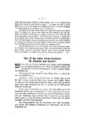 Wer ist der rechte Reichs-Präsident für Gewerbe und Handel?