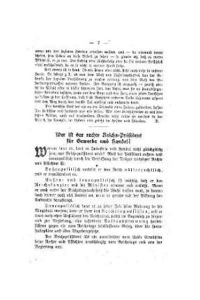 Wer ist der rechte Reichs-Präsident für Gewerbe und Handel?