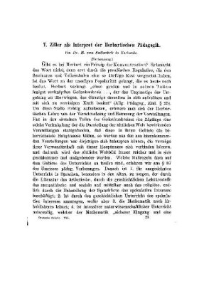T. Ziller als Interpret der Herbartischen Pädagogik : (Fortsetzung)