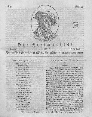 Nro. 85., Sonnabend, den 29. April 1809