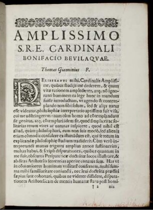 Amplissimo S.R.E. Cardinali Bonifacio Bevilaquae.