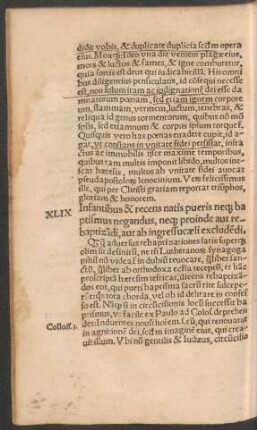 XLIX [i.e. L] Infantibus & recens natis pueris neque baptismus negandus ...