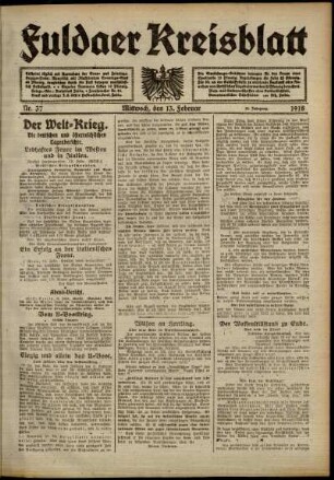 Ausgabe vom Mittwoch, den 13. Februar 1918.