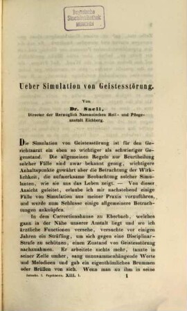 Allgemeine Zeitschrift für Psychiatrie und psychisch-gerichtliche Medizin : hrsg. von Deutschlands Irrenärzten. 13, 13. 1856