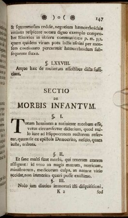 Sectio De Morbis Infantum.