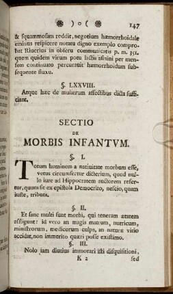 Sectio De Morbis Infantum.