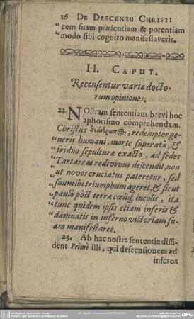 II. Caput. Recensentur variae doctorum opiniones