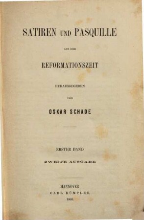 Satiren und Pasquille aus der Reformationszeit, 1