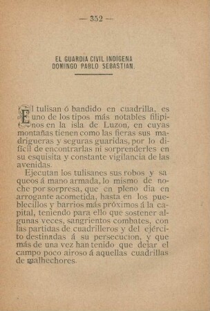 El Guardia Civil Indigena Domingo Pablo Sebastian