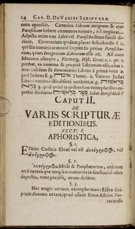 Caput II. De Variis Scripturae Editionibus
