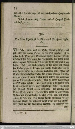 32. Die Liebe Christi ist die Glor- und Preißwürdigste Liebe